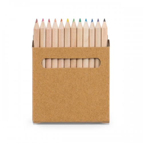 Caixa de cartao com 12 mini lapis de cor