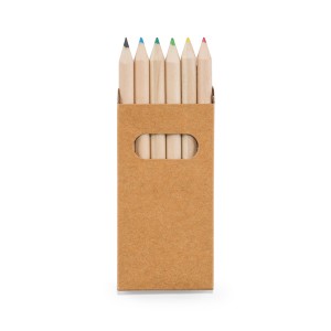 Caixa de cartao com 6 mini lapis de cor