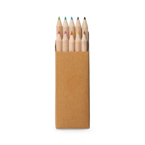 Caixa de cartao com 10 mini lapis de cor